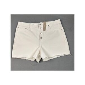 J.Crew White Shorts High-Rise Button Fly Denim Raw Hem Size 32 NEW Summer